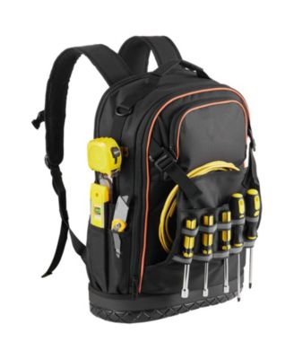 Tool Backpack with Tools, 65 Pockets, Heavy-Duty Tool Organizer with Laptop Compartment & Molded Base, Jobsite Backpack