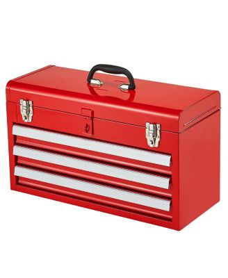 Metal Tool Box, 3-Drawer Portable Tool Chest, EVA Liners, Locking, Ball-Bearing Slides