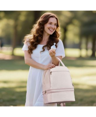 Breast Pump Backpack with Ice Pack, Fits S1/S2, Storage for Pump Accessories & Breastmilk, Portable Carrying Bag, Light Pink