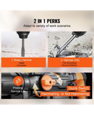 1-9/16" SDS-Max Rotary Hammer Drill, 13 Amp Corded, Variable Speed, Vibration Control, Safety Clutch, Demolition Hammer