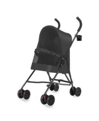 Dog Stroller with Mesh Ventilation, Lightweight Foldable Design in Black