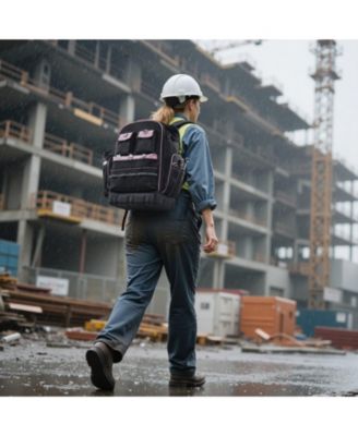 Tool Backpack, 56 Pockets, Heavy-Duty Jobsite Backpack w/ Laptop Compartment & Molded Base, Tradesmen Bag