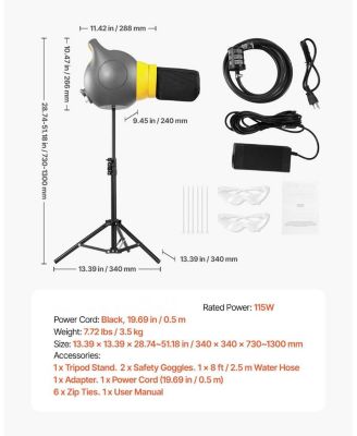 115W Party Foam Machine, Portable Foam Cannon with Tripod Stand, Powerful Foam Maker for Backyard, Pool & Outdoor Events, Grey/Yellow