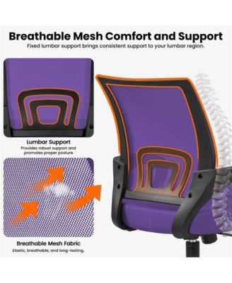 Height Adjustable Mesh Office Chair with Mid-Back, Purple
