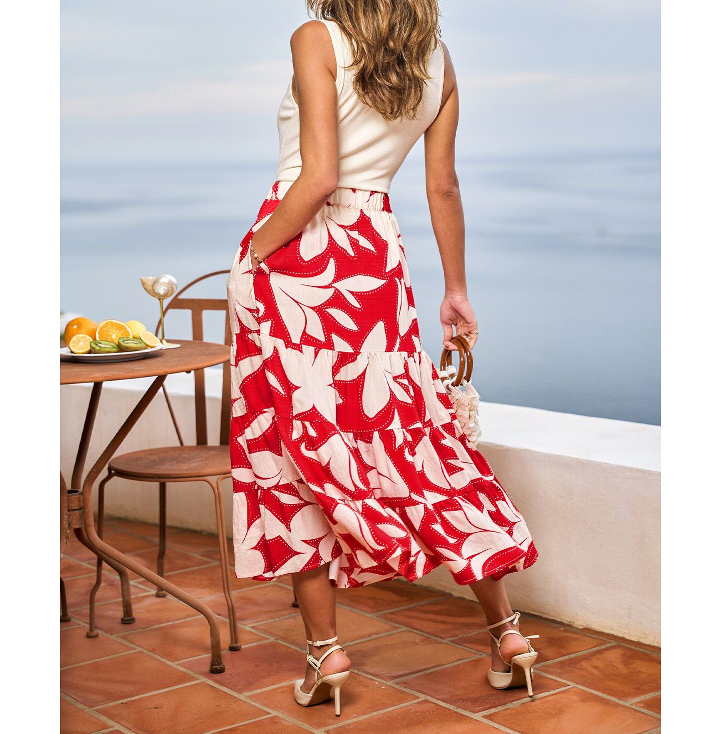 Женская юбка Cupshe Hibis-Kiss Me Floral Midi, цвет: Красный — фото 3