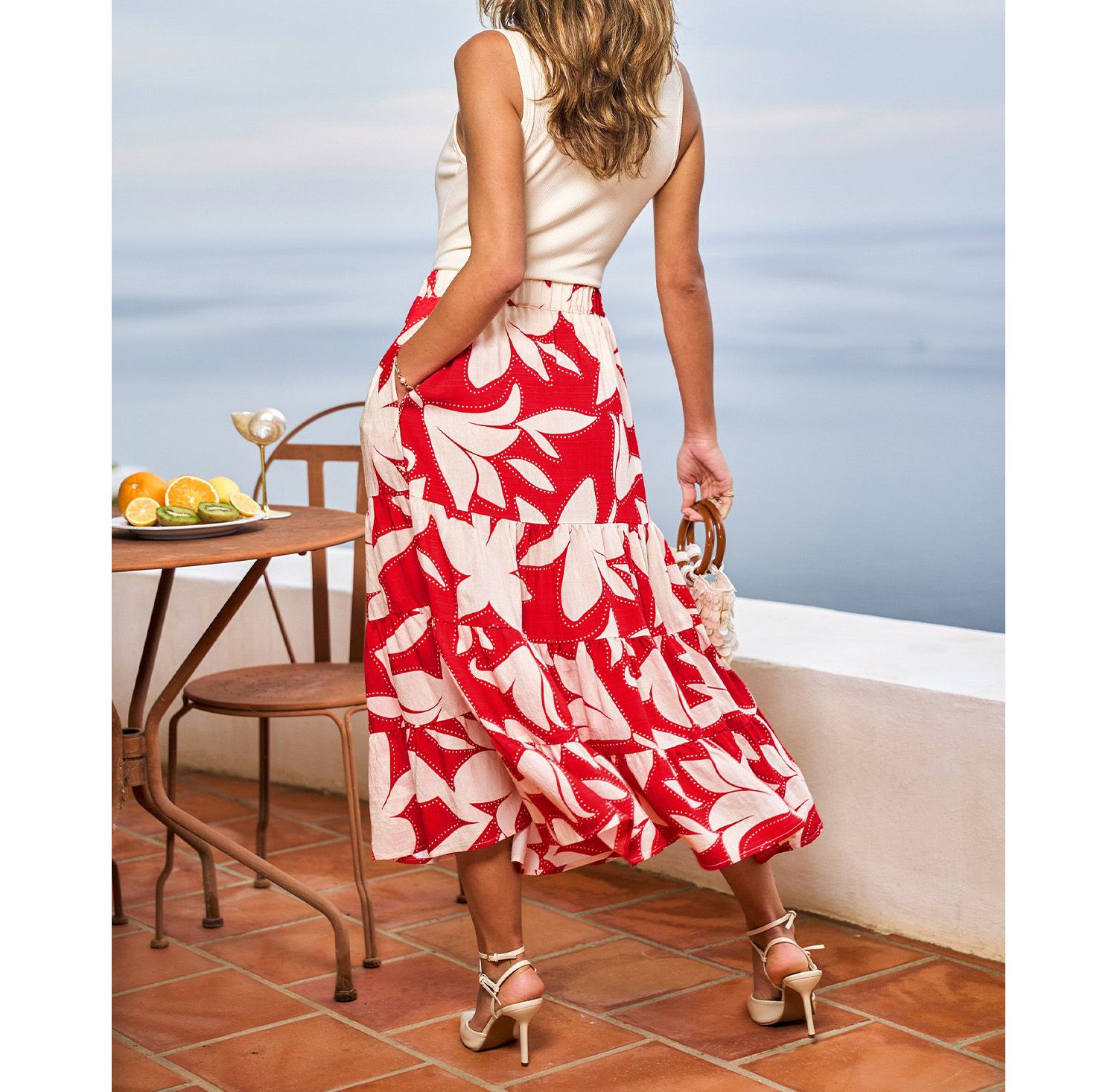 Women's Hibis-Kiss Me Floral Midi Skirt