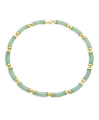 Jade Strand Contoured Bar Link Collar Necklace 14K Gold Plated Vermeil