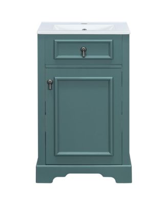 20 in. Bathroom Vanity with Ceramic Sink, Soft Close Door, Adjustable Shelf and Door-Mounted Storage Rack for Small Bathrooms