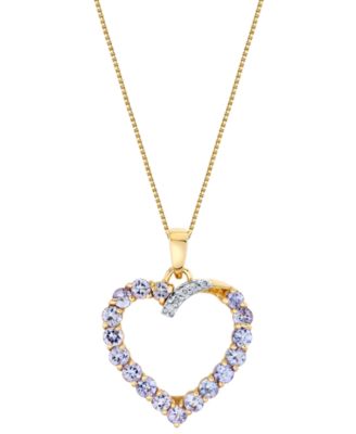 Tanzanite (1-1/4 ct. t.w.) & Diamond Accent Heart Pendant Necklace in 10k Yellow Gold