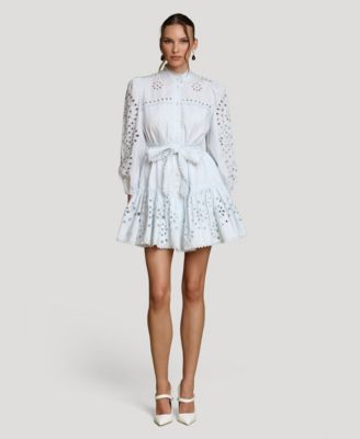 Women's Eyelet Cotton Lined Shirt Dress