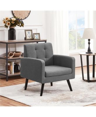 One Pack  Tufted Accent Chair Mid Century Modern Fabric Arm Chair