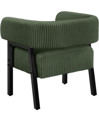1 Pc Corduroy Upholstered, Engineered Wood Frame U-Shaped Backrest, Pocket Coil Seat Barrel Accent Chair
