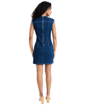 Women's Sleeveless Crewneck Denim Mini Dress