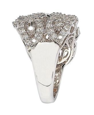 Suzy Levian Sterling Silver Cubic Zirconia Pave Leaf Vine Ring