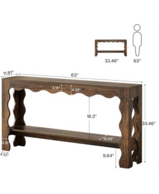 63" Narrow Long Entryway Table, 2-Tier Modern Farmhouse Entry Table