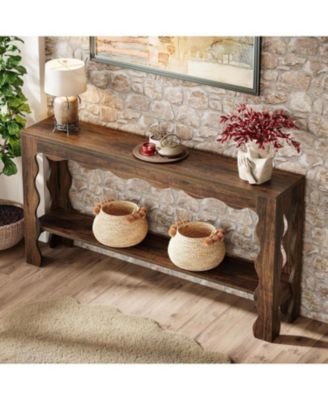 63" Narrow Long Entryway Table, 2-Tier Modern Farmhouse Entry Table