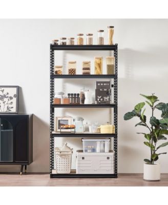 5-Tier Storage Shelves, 2000-Lb Capacity, 16"D x 36"W x 71.4"H, Adjustable Metal Utility Rack, Black