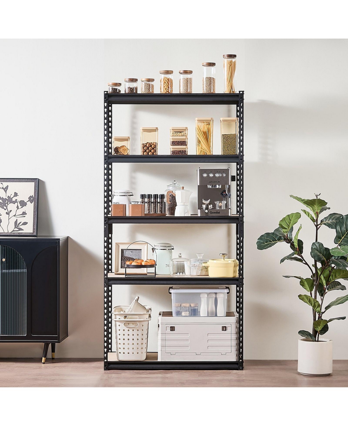 Mecale 5-Tier Storage Shelves, 2000-Lb Capacity, 16"D x 36"W x 71.4"H, Adjustable Metal Utility Rack, Black