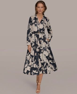 Women's Long-Sleeves Collared Midi Dress