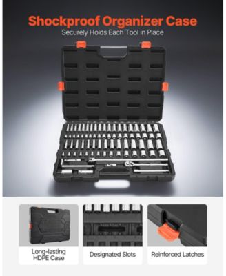 76-Piece 3/8" Drive Socket & Ratchet Set, SAE & Metric, Deep & Shallow, Accessories, Storage Case, CR-V Alloy Steel