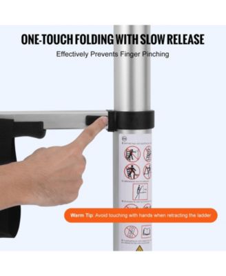 12.5 ft Telescoping A-Frame Ladder, Aluminum Multi-Button Retraction, 375 lb Capacity, Stabilizer Bar, Lightweight Extension Ladder