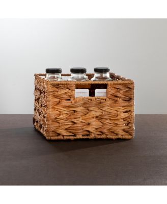 Woven Farmhouse Kitchen Pantry Food Storage Basket Box, 6 Pack, Camel