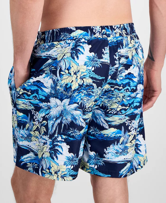 Men's Elloe Tropical Scene Swim Trunks - thumbnail 3