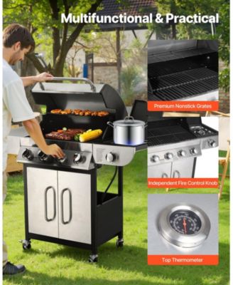 4-Burner Propane Gas Grill with Side Burner