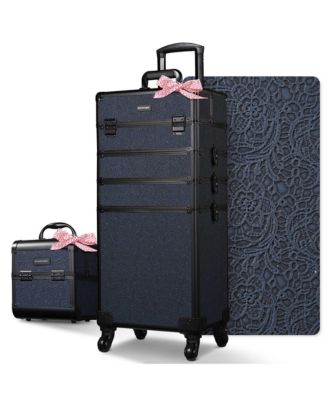 Makeup Train Case Trolley w/ Cube Case Cosmetic Organizer ForgetMeNot