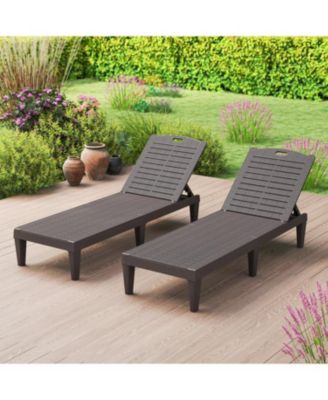 Set of 2 Outdoor Chaise Lounge Chairs with 4-Position Back