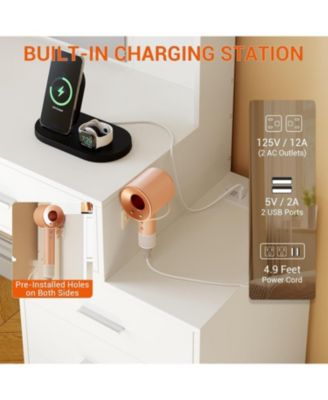 6-Drawer Makeup Vanity Set with Mirror and LED Lights