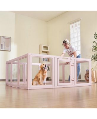 Dog Whelping Box, 60 x 59 x 23 in Clear Plastic Whelping Pen for X-Large Dogs, Waterproof w/ Windows & Door Lock, Easy-Clean Indoor Birth Kit