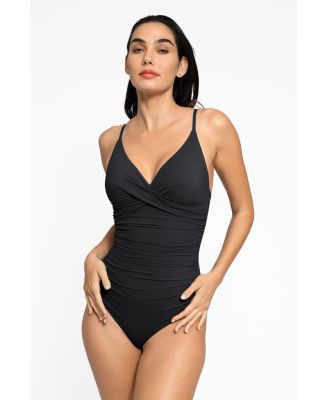 Women's Shapewear Ruched Cross-Front Sculpting One-Piece Swimsuit