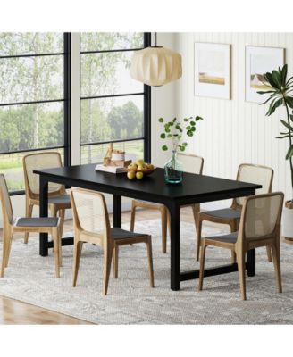 63-Inch Dining Table for 4-6, Industrial Rectangular Kitchen Table, Modern Wooden Dinner Tables with Sturdy Metal Legs