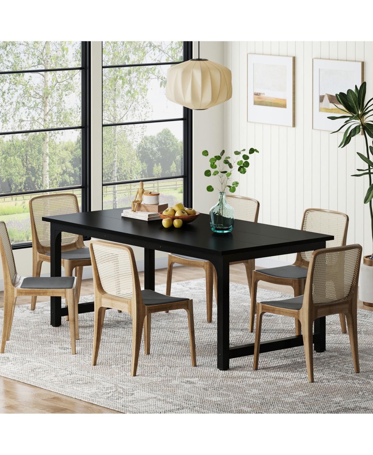 Tribesigns 63-Inch Dining Table for 4-6, Industrial Rectangular Kitchen Table, Modern Wooden Dinner Tables with Sturdy Metal Legs