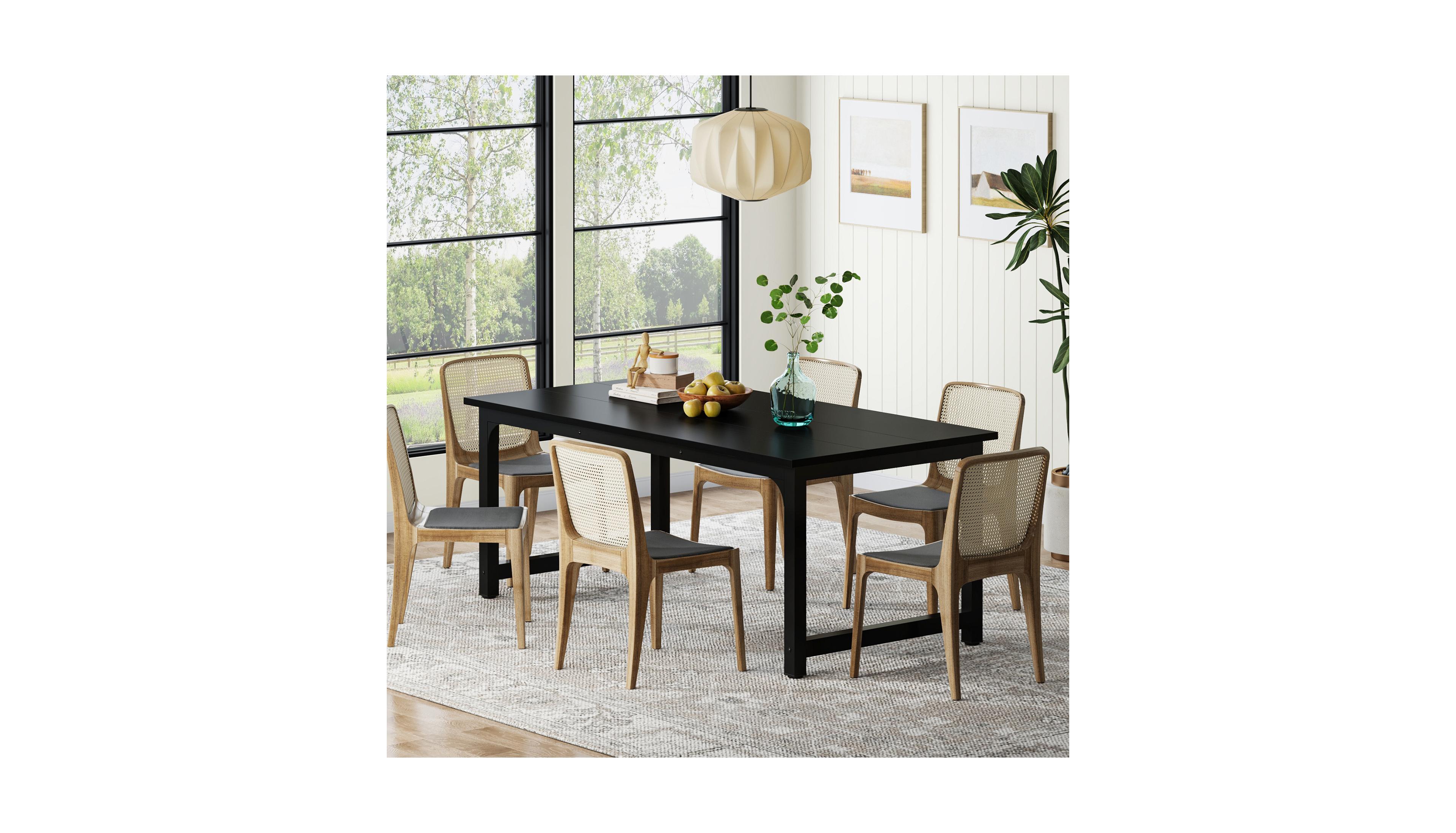 Tribesigns 63-Inch Dining Table for 4-6, Industrial Rectangular Kitchen Table, Modern Wooden Dinner Tables with Sturdy Metal Legs
