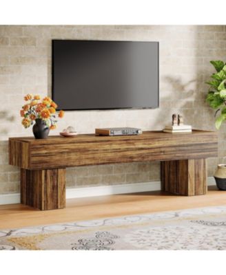 63" TV Stand, Farmhouse Entertainment Center, Low TV Console Table, Long Media Console Television Stands for 55/60/65 Inches TV