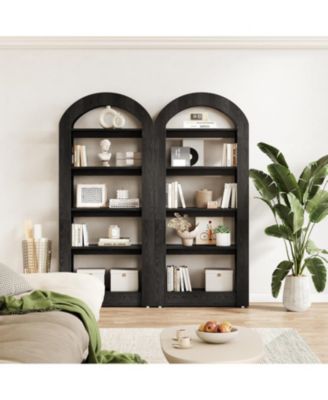 5-Tier Bookshelf, Arch-Shaped Racks, Tall Standing Wooden Bookcase Display Shelf Modern Storage Solution