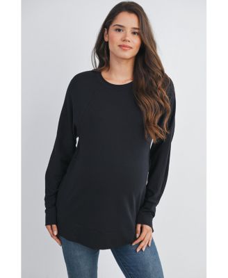 Maternity Crew Neck Side Zip Nursing Pullover Sweatshirts