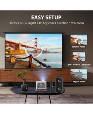 1080P Projector 4K Support, 5G WiFi Bluetooth, Outdoor With Full-Sealed Engine/PPT/Zoom