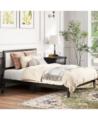 Full Size Bed Frame with Headboard Platform Bed Frame Charcoal