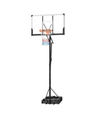 Portable Basketball Hoop, 5.25–10 ft Height Adjustable Stand with 48" PC Backboard, Rolling Wheels, Outdoor Goal System