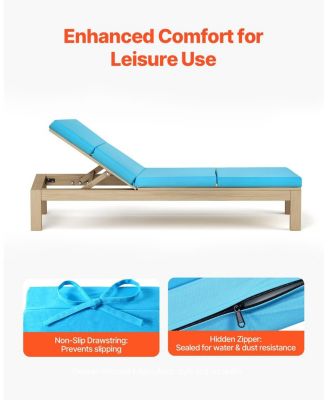 72 x 21 x 4 in Chaise Lounge Cushion Set of 2, Waterproof Fade-Resistant Outdoor Sun Lounger Cushions with Ties, Teal