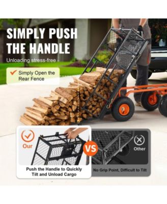 Garden Dump Cart, Dual-Function Handle, lb Load Capacity