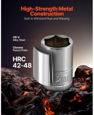 108-Piece Socket & Ratchet Set, 1/4" & 1/2" Drive Metric 4–32mm, Bits & Accessories, Storage Case, CR-V Alloy Steel