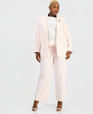 Plus Size High Rise Pull-On Structured Stretch Pants
