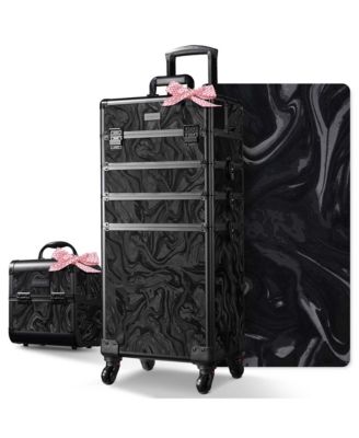Rolling Makeup Train Case with Portable Cube Case Cosmetic Organizer