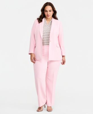Plus Size Notched Collar One-Button Blazer