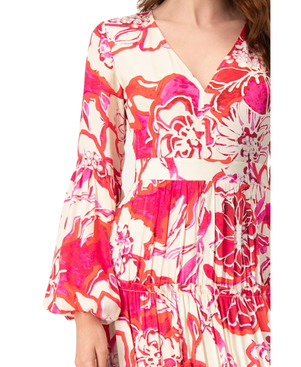 Ivonne Women's Puff Sleeve Floral Maxi Dress