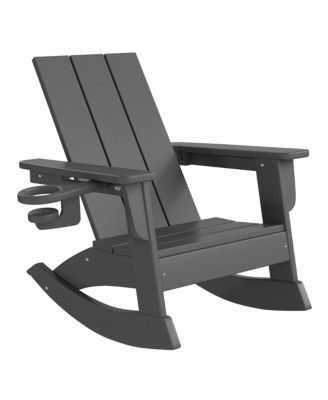 Outdoor HDPE Plastic Preschool Toddler Modern Adirondack Rocking Chairs  Set of 2